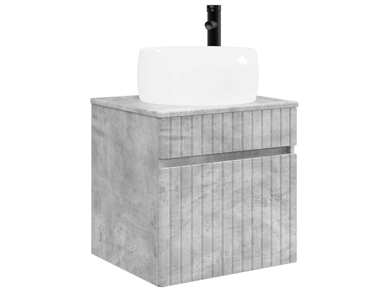 Meuble de lavabo mural, rangement salle de bain gris béton 49x44.5x66 cm - Conforama A