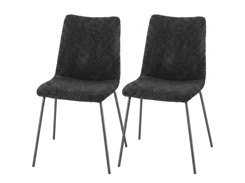  Lot de chaises 2 pièces revêtement en velours chaise repas pieds en métal gris foncé  - Conforama A