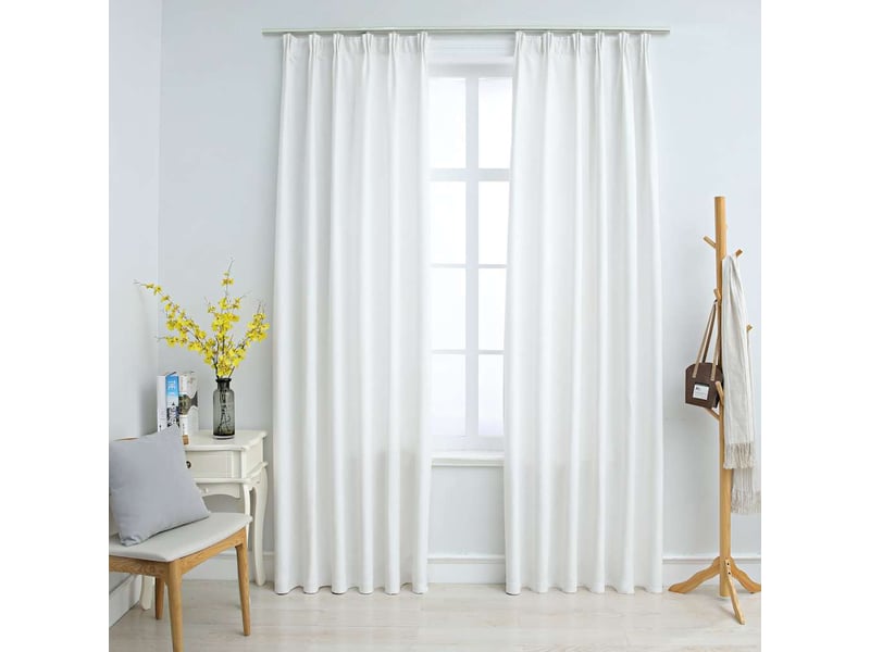  Lot de 2 rideaux occultants, rideaux black-out avec crochets blanc cassé 140x225 cm cf44871  - Conforama B