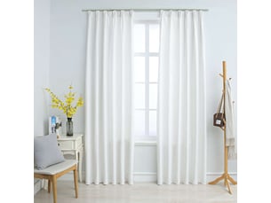 Lot de 2 rideaux occultants, rideaux black-out avec crochets blanc cassé 140x225 cm cf44871