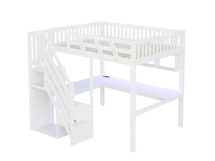 Lit avec rangement 140x200 cm ELVMI   coloris blanc