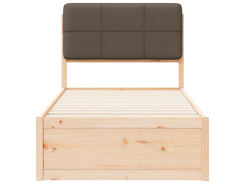  Lit simple- lit adulte -  cadre de lit avec tête de lit rembourrée taupe 90 x 190 cm  - Conforama D