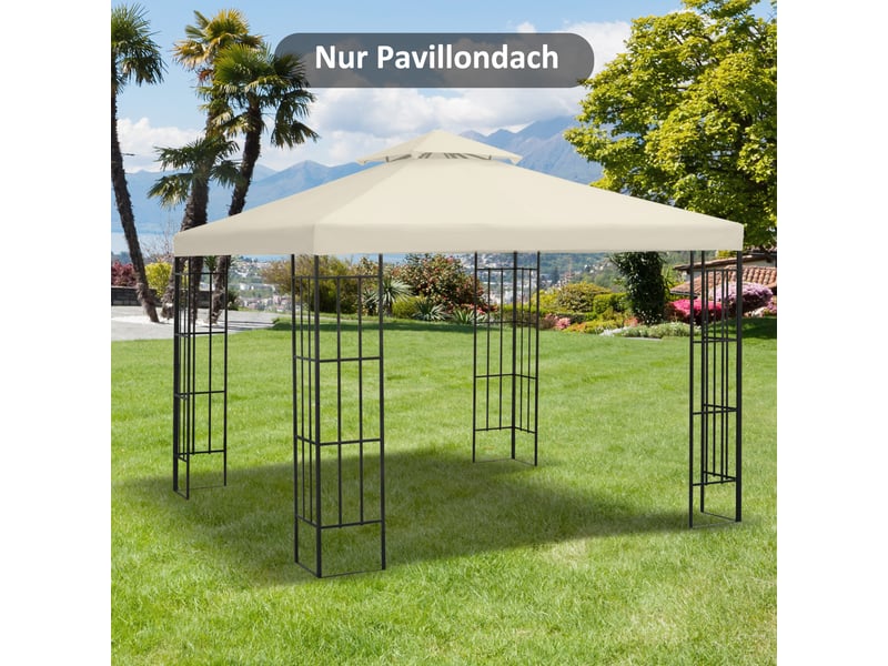  Toit de remplacement pour pavillon - 3x3 m - crème blanc - polyester 180gm² - résistant à l'eau - protection uv 300x300x18cm - Conforama B