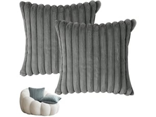 Lot de 2 housses de coussin 45 x 45 cm peluche gris clair chicfurn