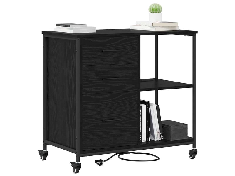  Commode chambre, cabinet avec station de charge 76 x 41 x 72 cm chêne noir  - Conforama C