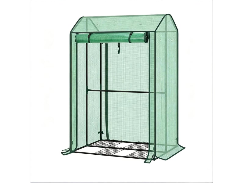  Serre de balcon 100 x 83 x 150 cm – verte – porte enroulable, 6 aérations et structure en acier  - Conforama A