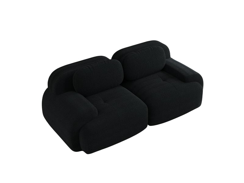  Canapé modulable, canapé 2 places, en velours tricoté, noir, base antidérapante, forme incurvée, sans structure  - Conforama B