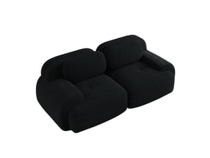 Canapé modulable, canapé 2 places, en velours tricoté, noir, base antidérapante, forme incurvée, sans structure