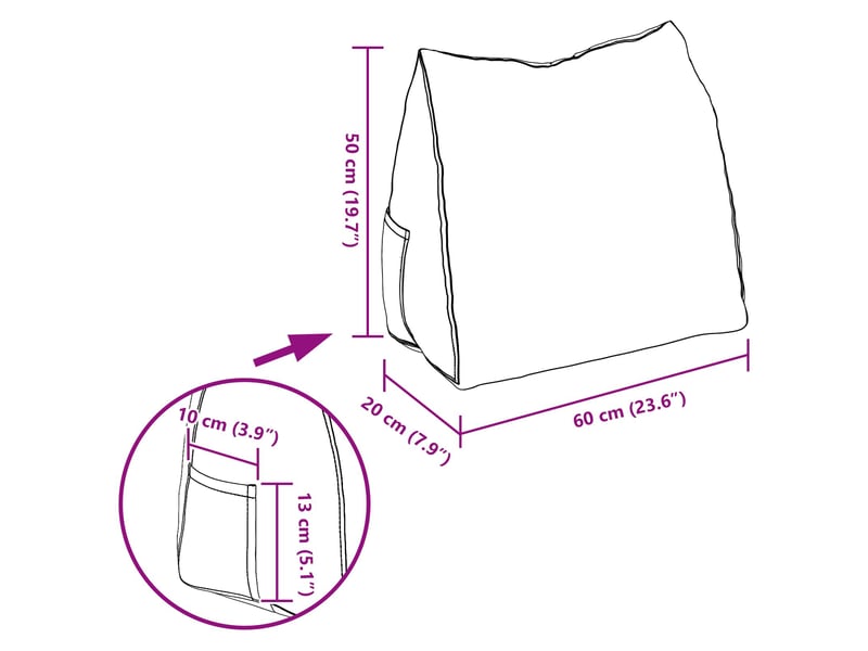  Coussin de dos, coussin de dossier rose 60 x 20 x 50 cm tissu cf54984  - Conforama E