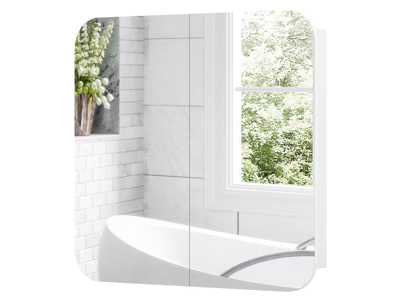  Armoire de toilette, armoire murale salle de bain avec miroir mdf blanc 68x13x66cm  - Conforama A