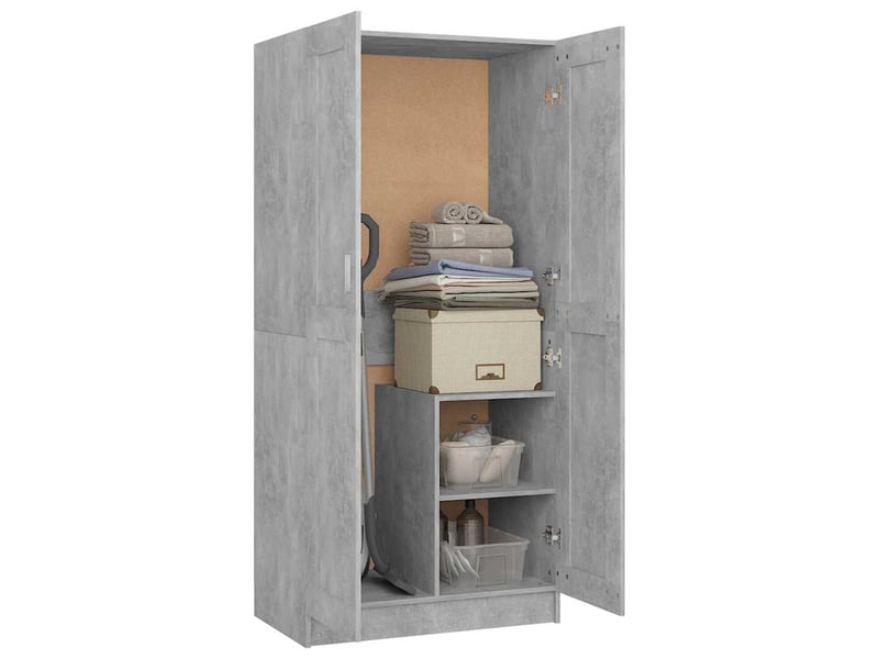  Garde-robe chambre, armoire de rangement gris béton 82,5x51,5x180 cm bois d’ingénierie  - Conforama D