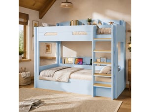 Lit superposé 90x200 cm <strong>OKMYHOME</strong> <strong></strong> coloris bleu