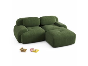 Canapé d'angle modenvie modulable 2 places 208 x 178 x 70 cm sans cadre en velours côtelé vert