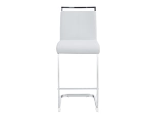 Lot de 2 tabourets de bar scandinaves blancs, simili-cuir, pieds métal argenté, hauteur 96,5 cm – cuisine et restaurant
