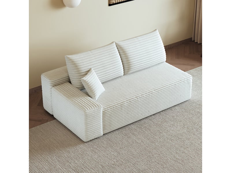  Canapé 2 places blanc compact, canapé moderne accoudoir gauche pour petit salon, 175x95x83cm  - Conforama E