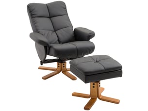 Fauteuil inclinable avec repose-pieds, tv pivotant 360°, lecture chambresalon, similicuir, noir.
