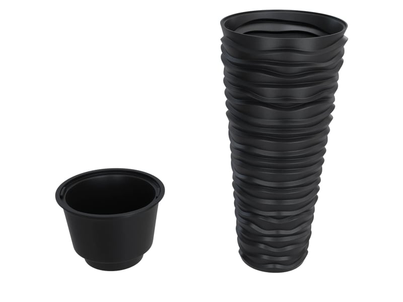  Jardinière - bac à fleurs et intérieur amovible anthracite aspect rainuré  - Conforama C