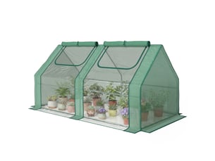 Serre pour légumes avec 2 bâches en pe et pvc, structure en acier - verte 180 x 90 x 90 cm