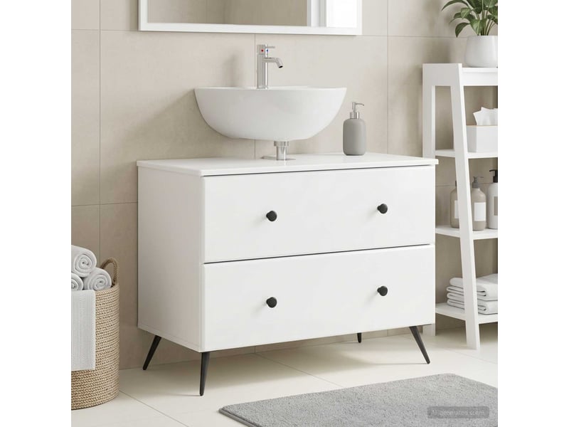 Meuble sous lavabo de salle de bain breda blanc brillant cf64832 - Conforama B
