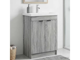 Armoire sous évier de salle de bain, meuble de rangement sonoma gris shl2502
