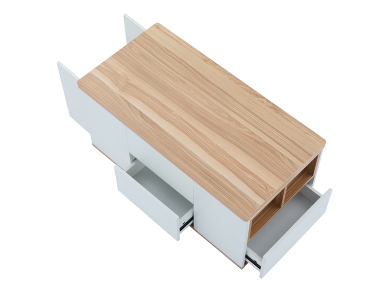  Table basse relevable multifonctionnelle – 100 x 51 x 47 cm – blanc et bois  - Conforama E