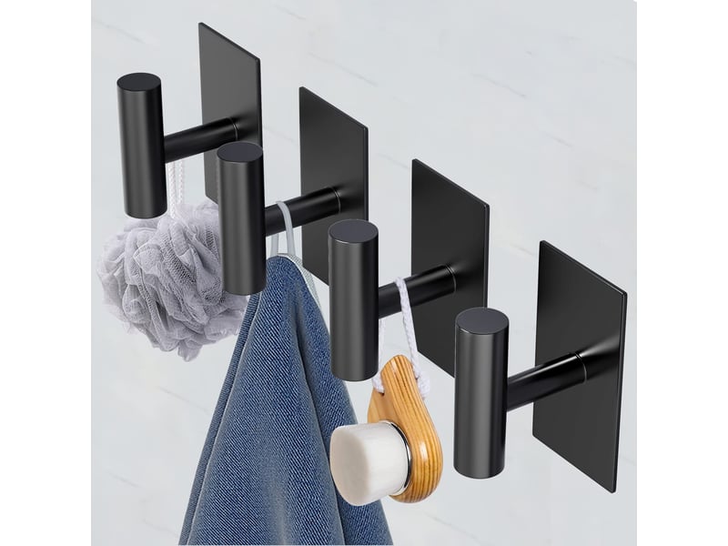  6 pcs serviette, crochets à vêtements, muraux pour rester sur la salle de bain ou la cuisine, vêtements en acier inoxydable, crochet d'armoire, noir  - Conforama C