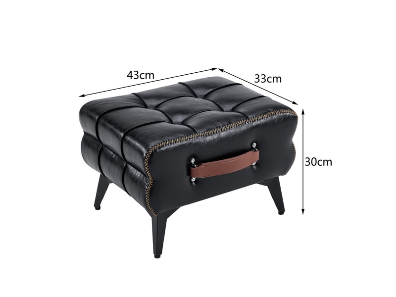  Pouf repose-pieds avec poignée similicuir noir 43 x 33 x 30 cm W3498P459708 - Conforama C