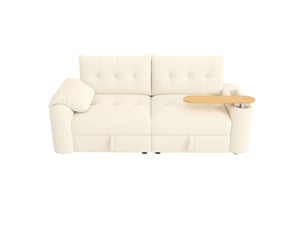 Canapé modulaire 2 places 207,5 x 80 cm – beige – rangement, table d’appoint pivotante et têtière