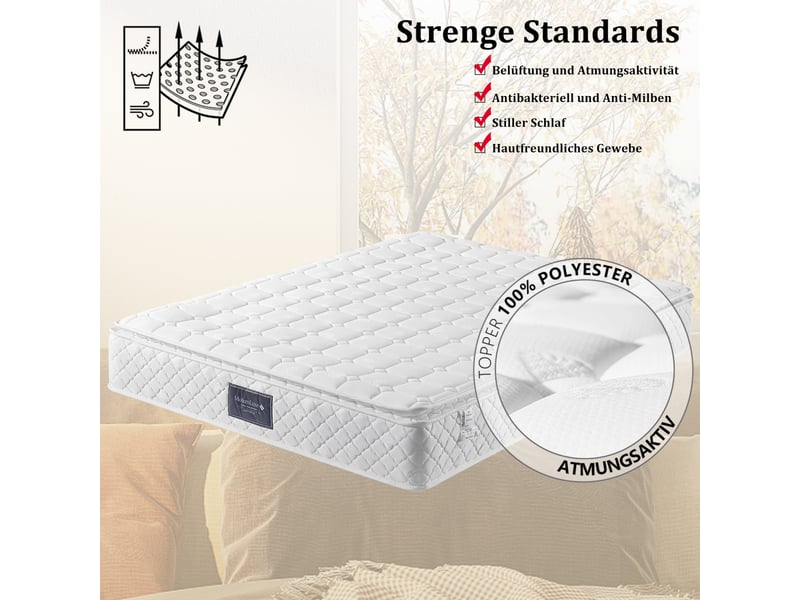  Matelas à ressorts ensachés 160x200x25 cm - épaisseur 25 cm - 7 zones de confort - dureté h3 - confort ergonomique  - Conforama E