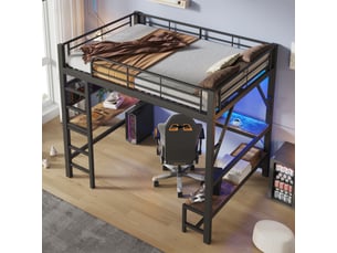Lit mezzanine 90x190 cm <strong></strong> <strong>CozyNest</strong> coloris noir