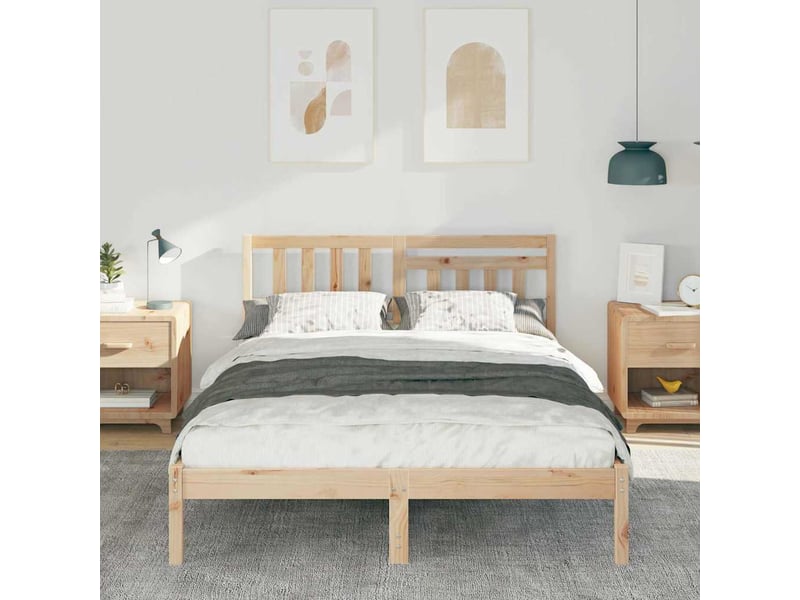  Lit double- lit adulte -  cadre de lit avec tête de lit marron 120 x 200 cm pin massif  - Conforama B