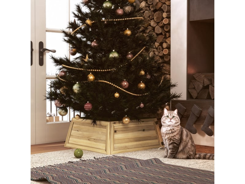  Jupe de sapin de noël 65 x 65 cm, collerette de sapin en bois de sapin naturel  - Conforama D