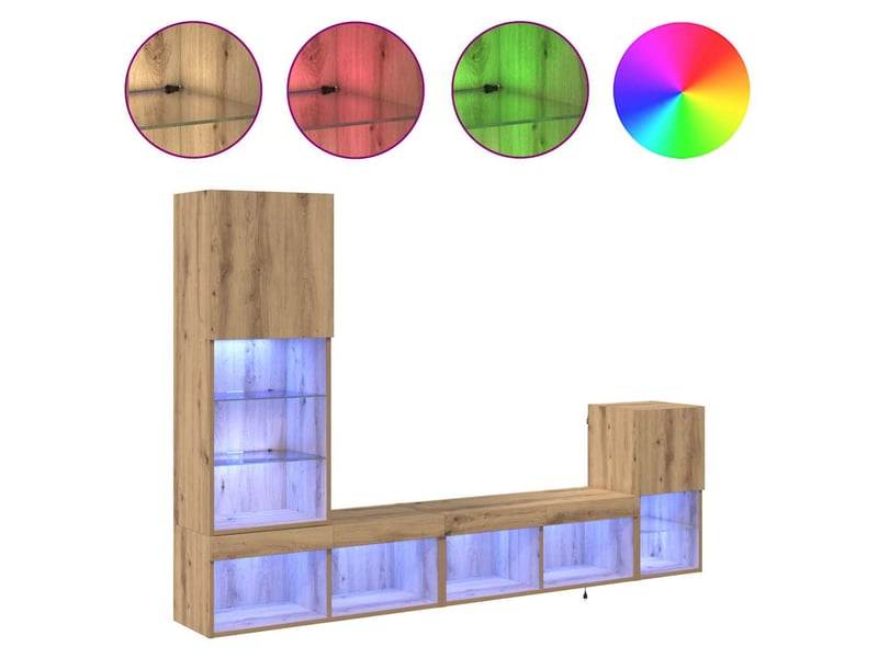  Lot de 4 meuble tv mural, meuble tv suspendu chêne artisanal bois d'ingénierie shl76681  - Conforama D