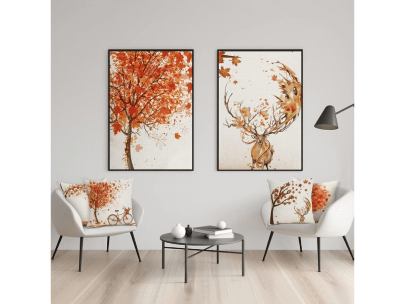  Lot de 4 housse de coussin - lot de 4 45 x 45 cm, orange automne feuille d'érable taie d'oreiller décoratif canapé en coton et coton pour canapé lit chambre chaise jardin  - Conforama C
