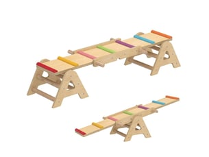 Bascule enfant 2-en-1 133x38x24 cm bois multicolore