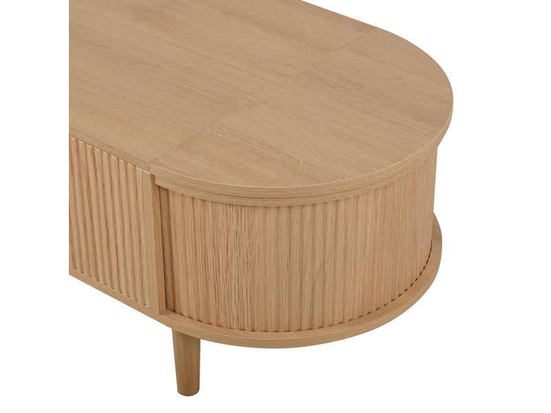  Table basse relevable ovale en mdf coloris chêne 100x48x53,5 cm - pangivo  - Conforama D
