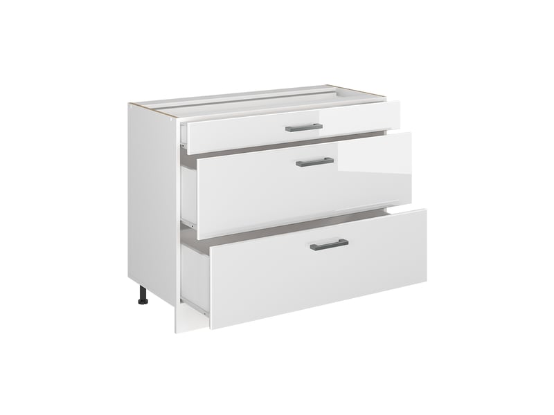  Vicco meuble cuisine, blanc haute brillanceblanc, 100cm plan de travail marbre  - Conforama C