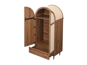 Armoire de rangement avec portes en tissu, penderie, étagères et tiroir pour chambre en mdf 79×50×175 cm bois