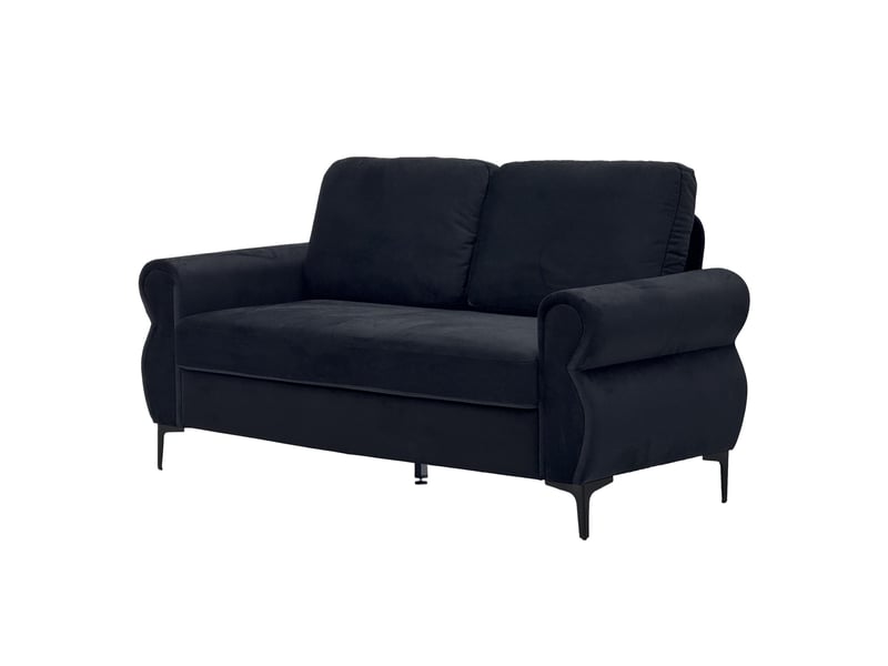  Canapé droit fixe 2 places noir en tissu, 173,5 cm, ressorts ensachés et mousse hr pour petits espaces  - Conforama A