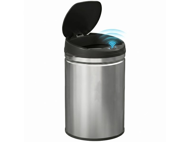 Poubelle de cuisine automatique 30l en acier inoxydable argent 32x30,5x51 cm
