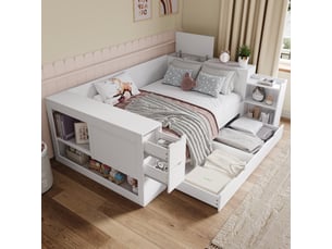 Lit coffre 140x190 cm <strong></strong> <strong>Qualité haut de gamme</strong> coloris blanc