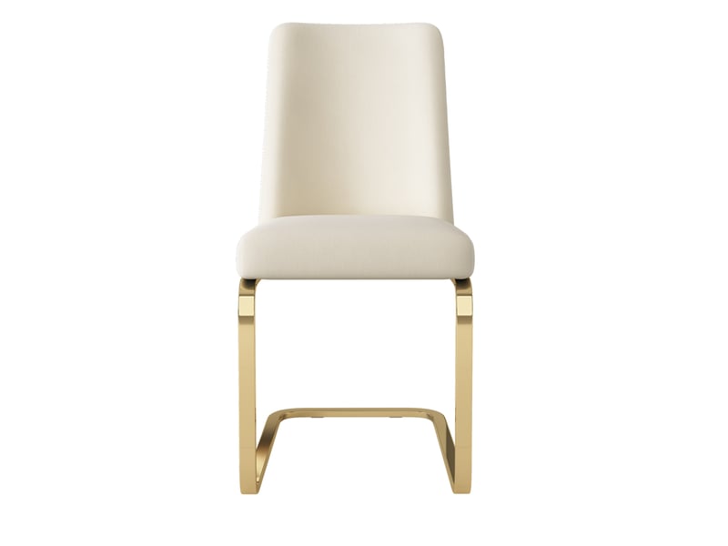  Lot de 6 chaises de salle à manger,avec pieds métal doré,velours,beige  - Conforama D