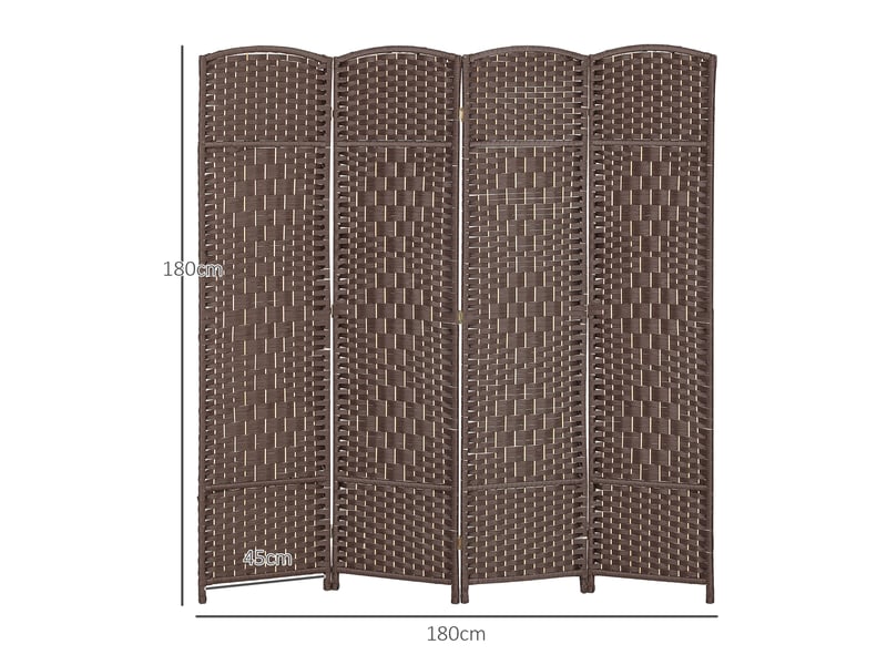  Paravent intérieur en bois 4 panneaux séparateur de pièce pliable pour salon chambre 180 x 180 cm marron  - Conforama C