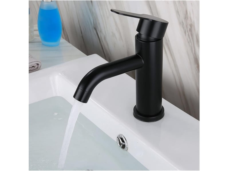  Robinet mitigeur eau chaude et eau froide, coude en acier inoxydable noir, monotrou, avec flexible de 60 cm LH00000746JY - Conforama D