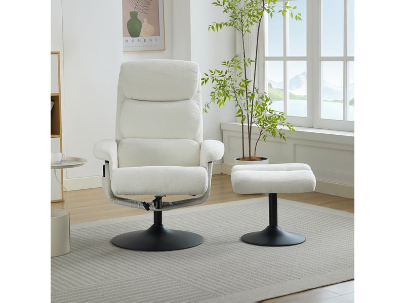  Fauteuil relax 023 massant pivotant 360° chenille blanc avec chauffage et repose-pieds  - Conforama B