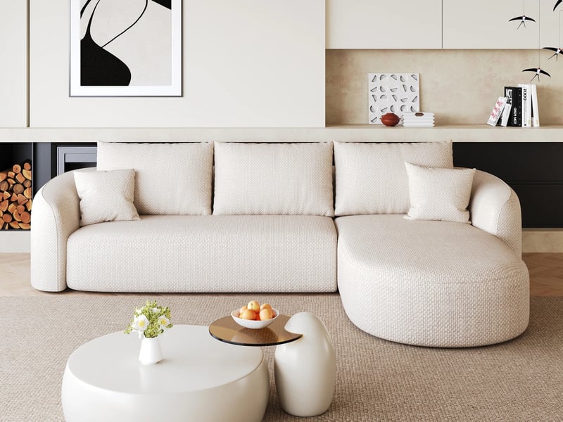 Canapé d'angle modulable ,4 places,sans structure rigide,mousse haute résilience,266x168x85,blanc - Conforama B