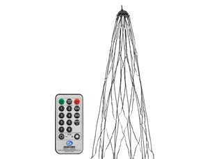 Ecd germany guirlande lumineuse led pour mât, sapin de noël lumineux, 8 m, 1440 leds lumière blanc chaud, minuterie, 8 modes, avec télécommande, éclairage forme d'arbre pour extérieur jardin