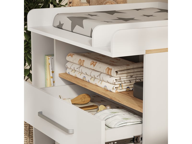  Vicco commode à langer, blancchêne doré, 110x93cm  - Conforama D