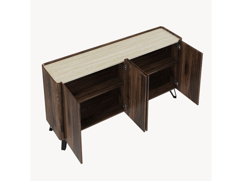  Buffet trorlon 160 x 40 x 83 cm effet noyer travertin noir [en.casa]  - Conforama E