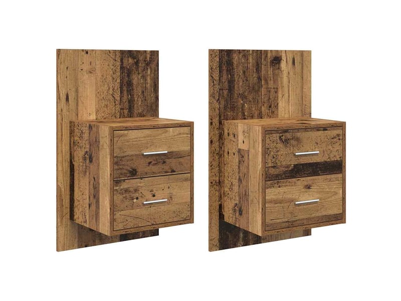  Table de chevet mural 2 pièces bois ancien 48,5 x 32,5 x 80 cm  - Conforama A